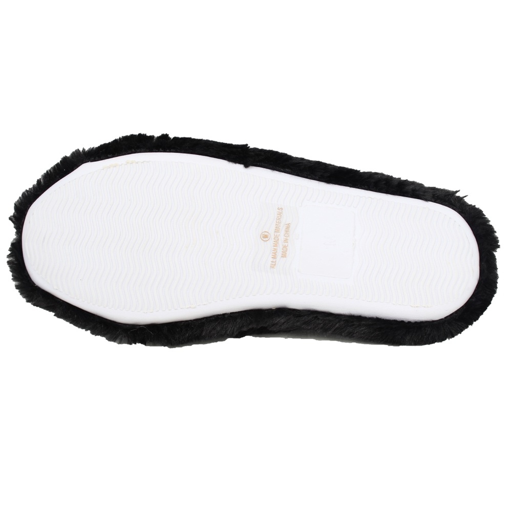 Black Furry Thong Slippers - Picture 3 of 4